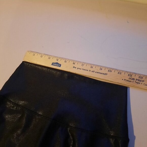 Glyder‎ High Rise Gloss Leggings Size Small Black Shiny Faux Leather Like 28" - Picture 7 of 10